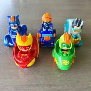 Pj Masks Push Along Racers 3" Figures Lot Gekko Catboy Owlette Romeo Vehicles